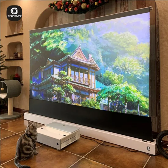 Xijing U1 92 Pouces Floor Rising Ust Portable Movie Screen 16: 9 4K HD Écran de projection grand angle pour Home Cinéma Bureau Utilisation en extérieur